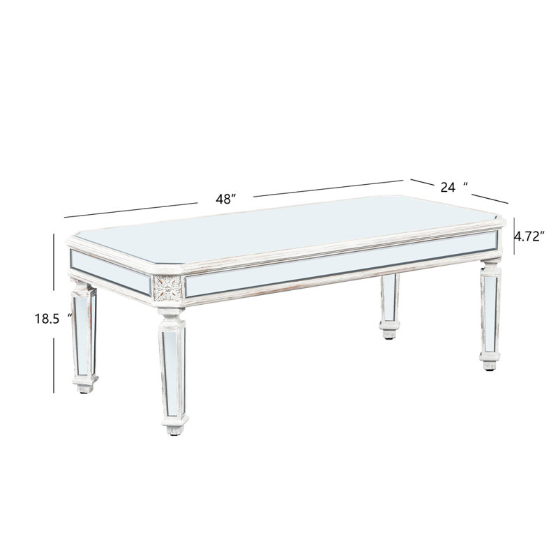 Mirrored Coffee Table (Oak; Silver)