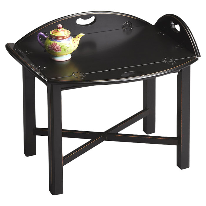 Black Licorice Round Poplar Wood End Table