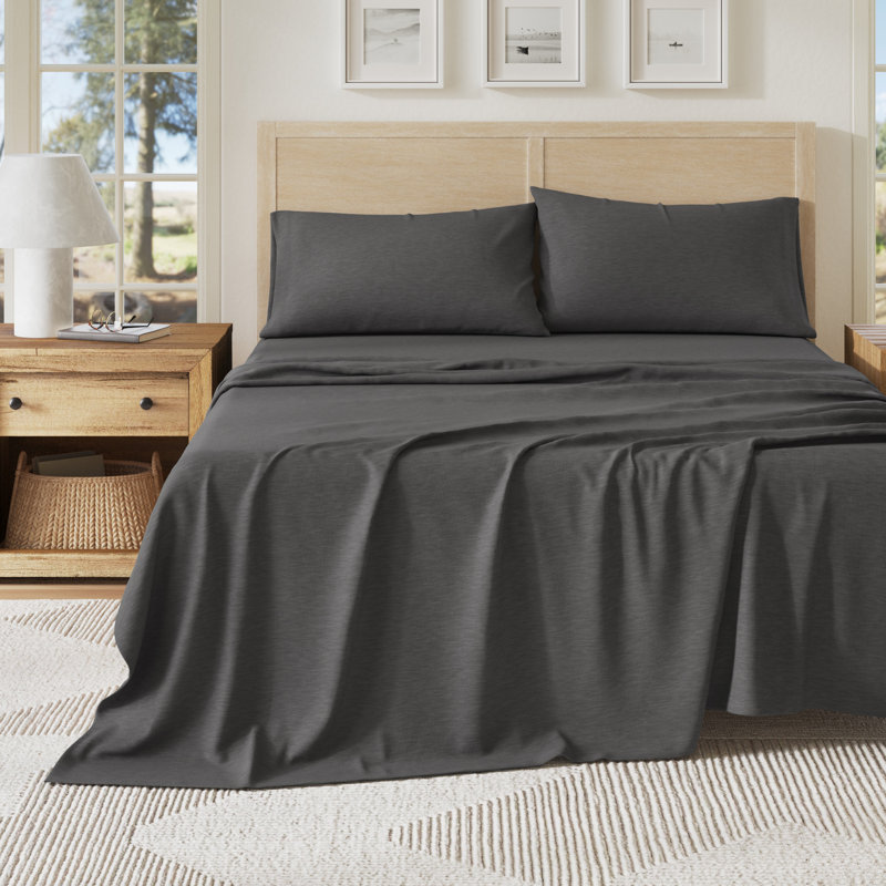Draps en jersey de coton biologique, Twin / Twin XL, Charcoal