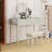 Vanity Desk with Upholstered Stool, Mirror and Storage Drawers-578180772