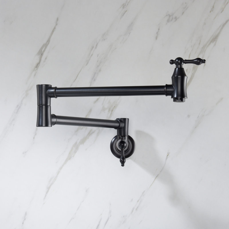 Wall Mount Folding Kitchen Pot Filler Faucet, Matte Black