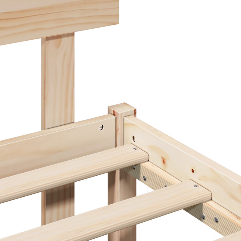 Vidaxl Bed Frame With Headboard Solid Pine Wood, Brown, Super King (6')