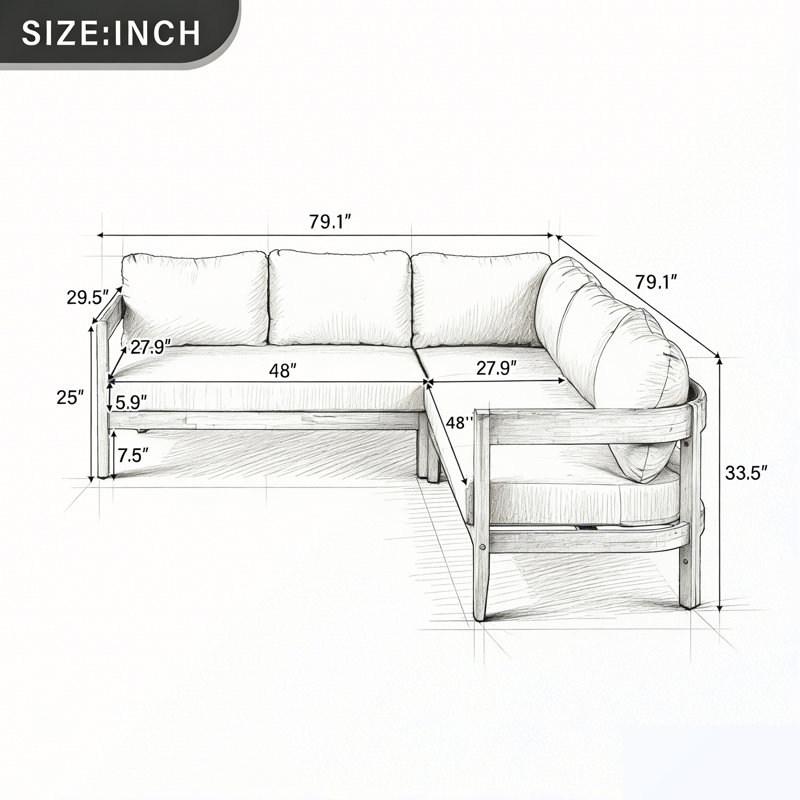 Ensemble de conversation en bois pour patio avec coussins, Bleu