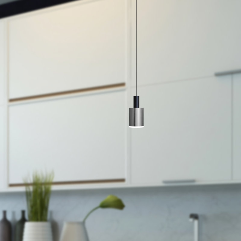 Luminaire suspendu tambour 1 lumière DEL Essoura, Noir / nickel