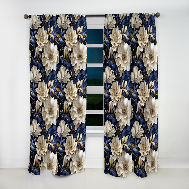Regal Baroque Flourish Victorian Motif X - Rideau Bohème - Velours obscurcissant - 1 panneau, L 52 po x L 63 po