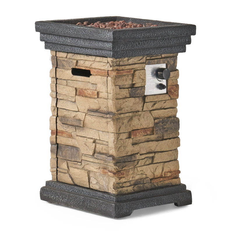 Outdoor Firepit With Column Shape, Stone Grey - 40 000 BTU