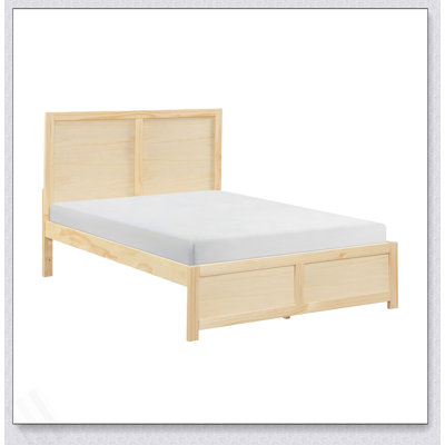 Contemporary Platform Bed Sleek Design Natural Pine Finish Wooden Bedroom Furniture 1Pc