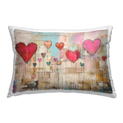 Modern Floating Hearts Decorative Printed Throw Pillow Design by LSR Design Studio