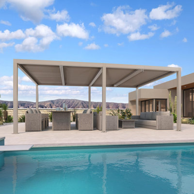 Pergola mauve à persiennes mauve 12 'x 20', toit rigide en aluminium avec toit rétractable réglable pour terrasse, jardin