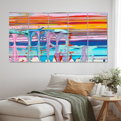 Contemporary Here Abstract Expressionism III - Abstract Wall Art Living Room - 5 Equal Panels