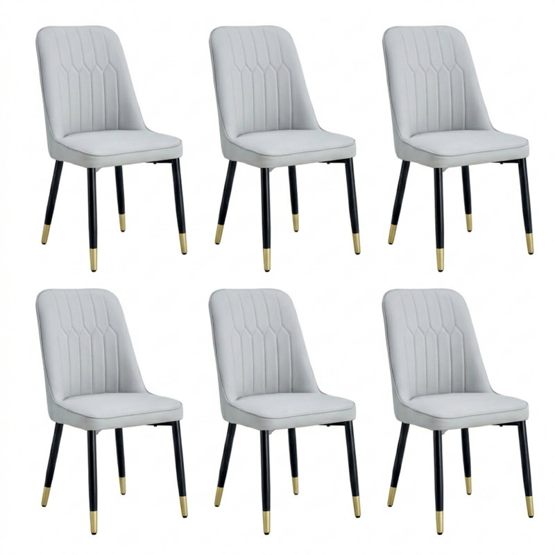 Chaise d'appoint rembourrée en similicuir (dossier de 6), Gris clair