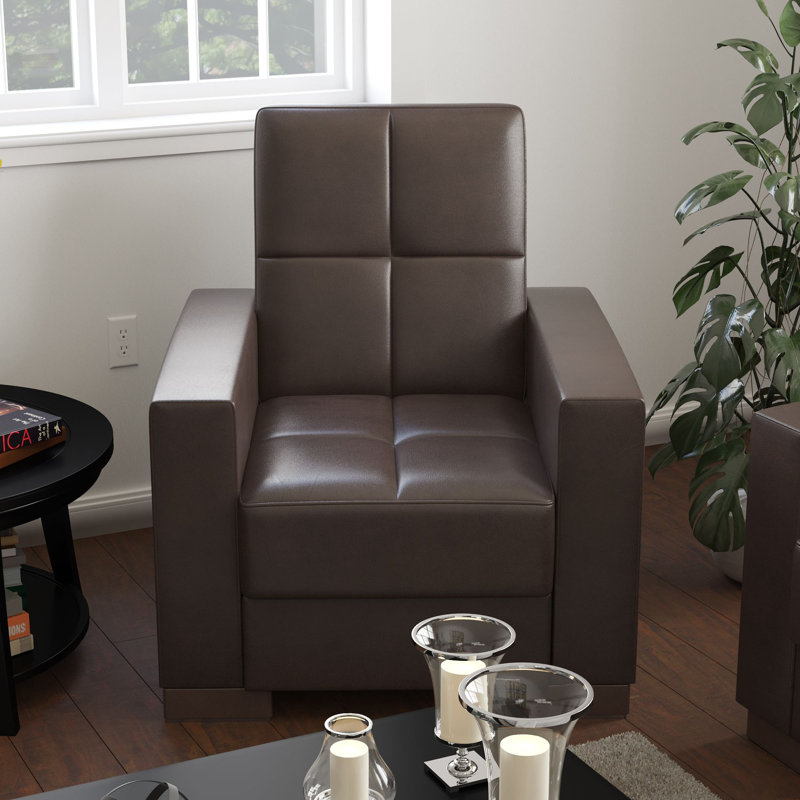 Fauteuil convertible 3-en-1 Annalice Nadler X Vegan, Similicuir brun