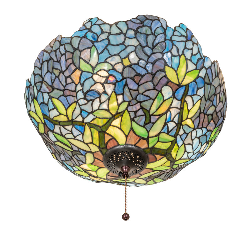 16" Wide Tiffany Wisteria Fan Light Fixture