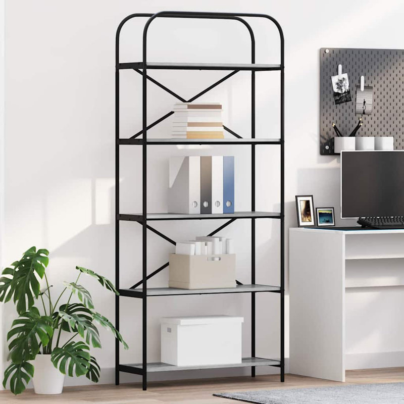 Bookshelf Engineered wood Modern Freestanding Bookshelves Organizer, (5 Shelves) 183cm. H x 80cm. W x 30cm. D, Grey Sonoma