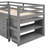 Low Study Twin Loft Bed with Cabinet and Rolling Portable Desk-917339902