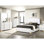 Grand lit en bois blanc avec panneau à DEL et tête de lit écoénergétique, finition de style chambre à coucher contemporaine