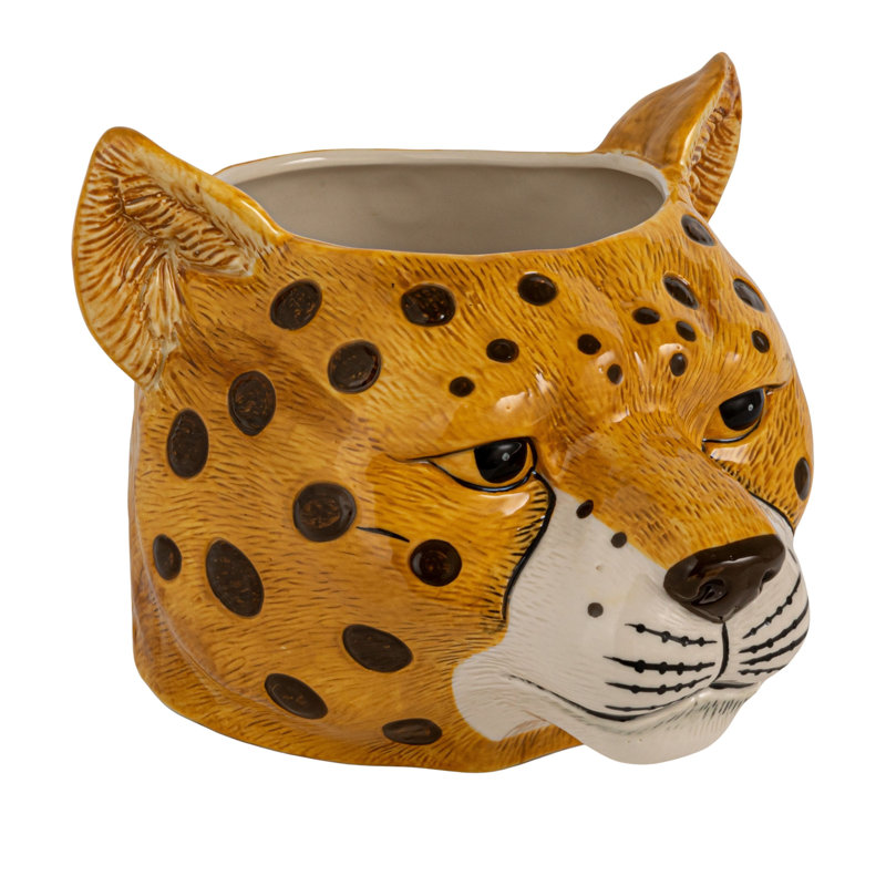Ceramic Cheetah Head Planter