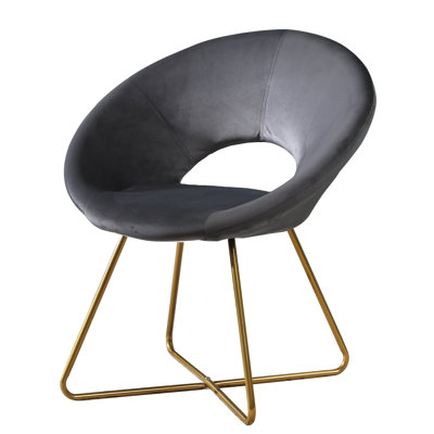 Chaise rembourrée en velours soyeux gris avec base en ton or - Choix de décoration élégante et douce pour votre espace de vie