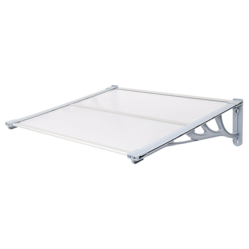 Dakota Fields 0.9cm D Plastic Clear Cover Retractable Door / Window Awning, Grey