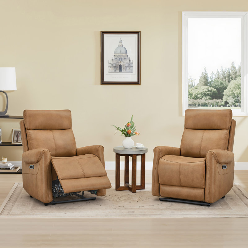 Fauteuil inclinable électrique en cuir végétalien Zero Clearence, Chameau