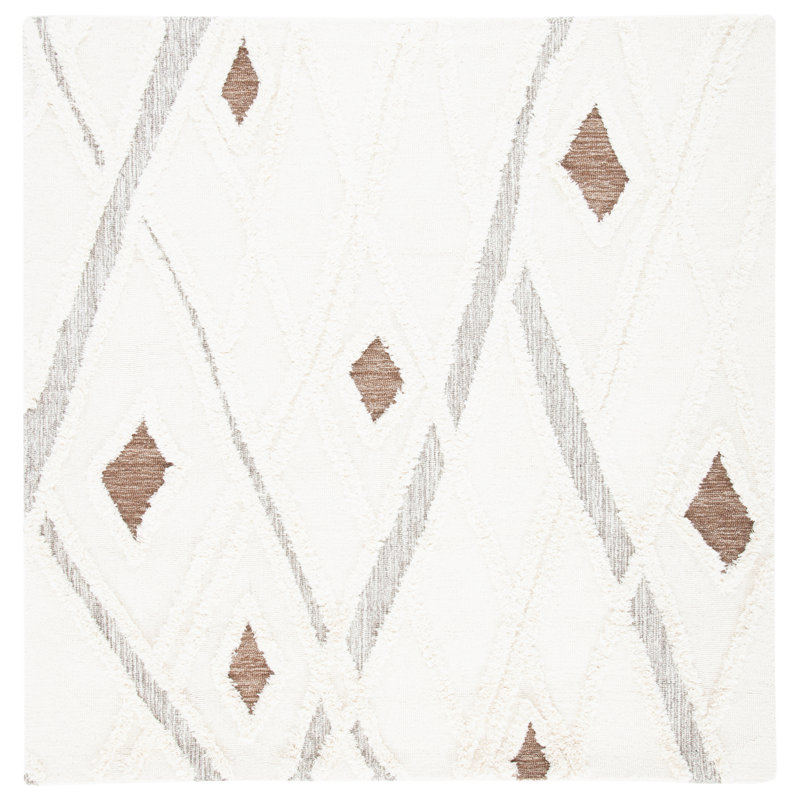 Adleigh Striped Wool Hand Tufted Area Rug, Square 183 cm