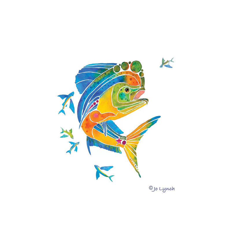 Mahi Sport Fish by Jo Lynch - Wrapped Canvas Painting, 26" H x 18" W x 1.5" D