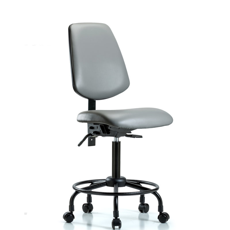 Laque Vinyl Task Chair, No, Light Gray, Casters