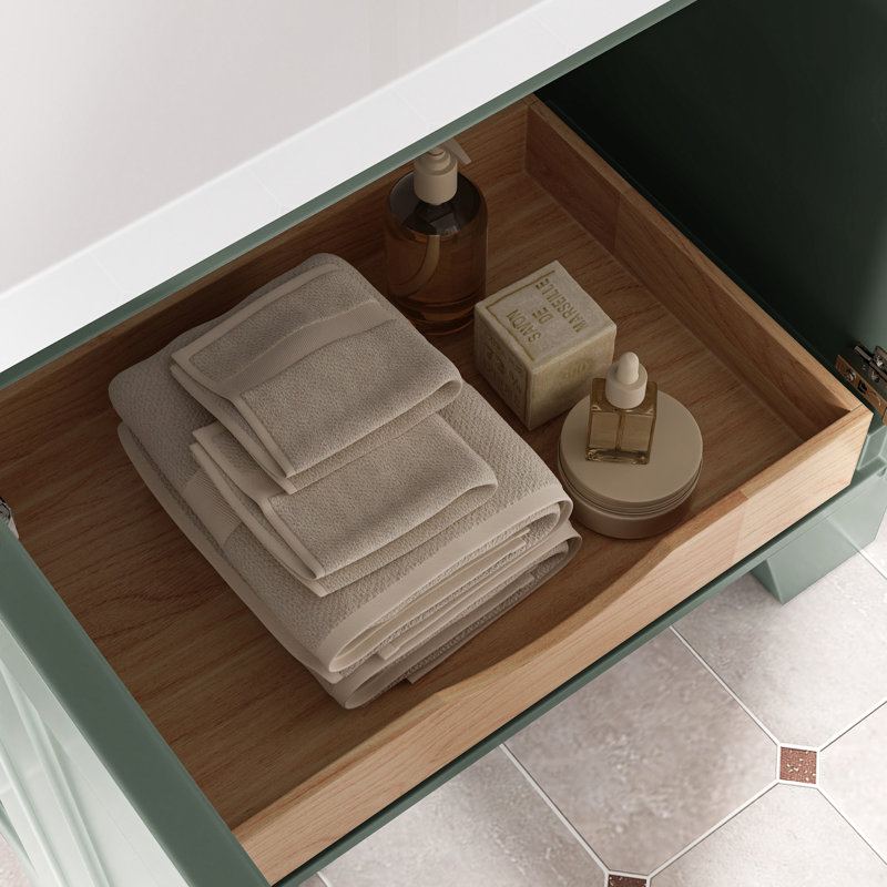 31 IN.  Single Bathroom Vanity, Rectangle, White Quartz, Vintage Green