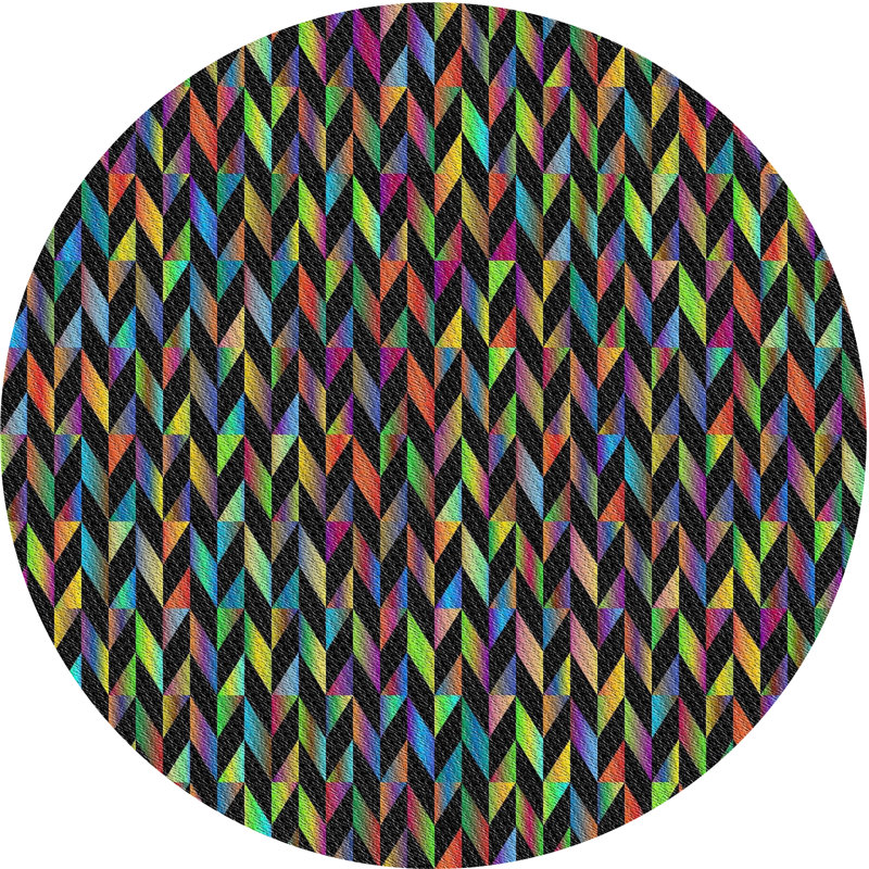 Tapis bleu à motif géométrique Prevost, Rond 8 pi