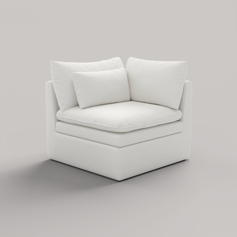 Fauteuil d'appoint d'angle rembourré et modulaire, White