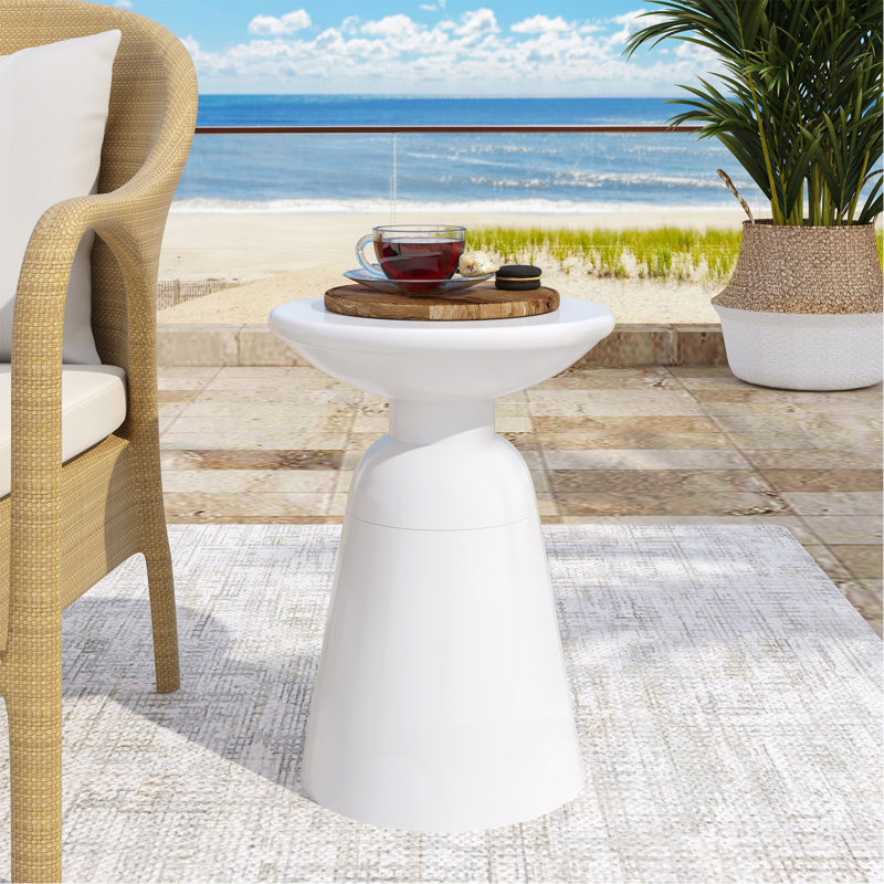Table de bout d'extérieur en métal - Grand, Blanc