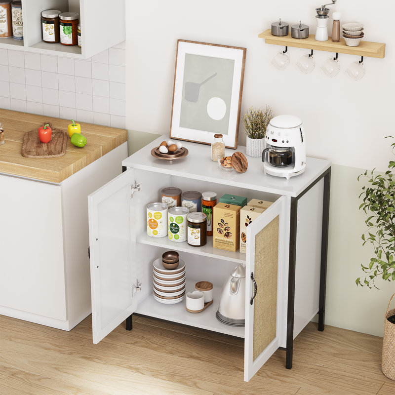 Armoire avec portes en rotin - Unité de rangement fonctionnelle avec portes et tablettes