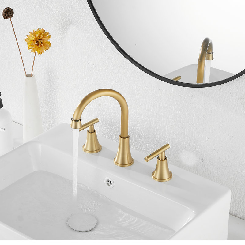 Widespread Bathroom Faucet, Antique Brass