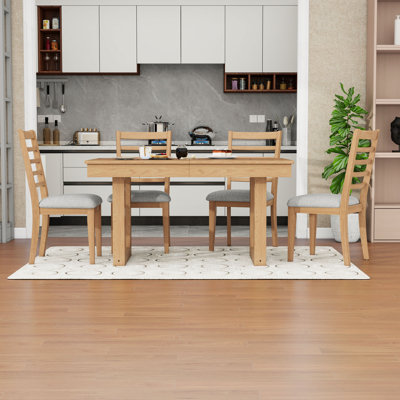 Ensemble de table de salle à manger extensible 5 pièces avec 4 chaises rembourrées