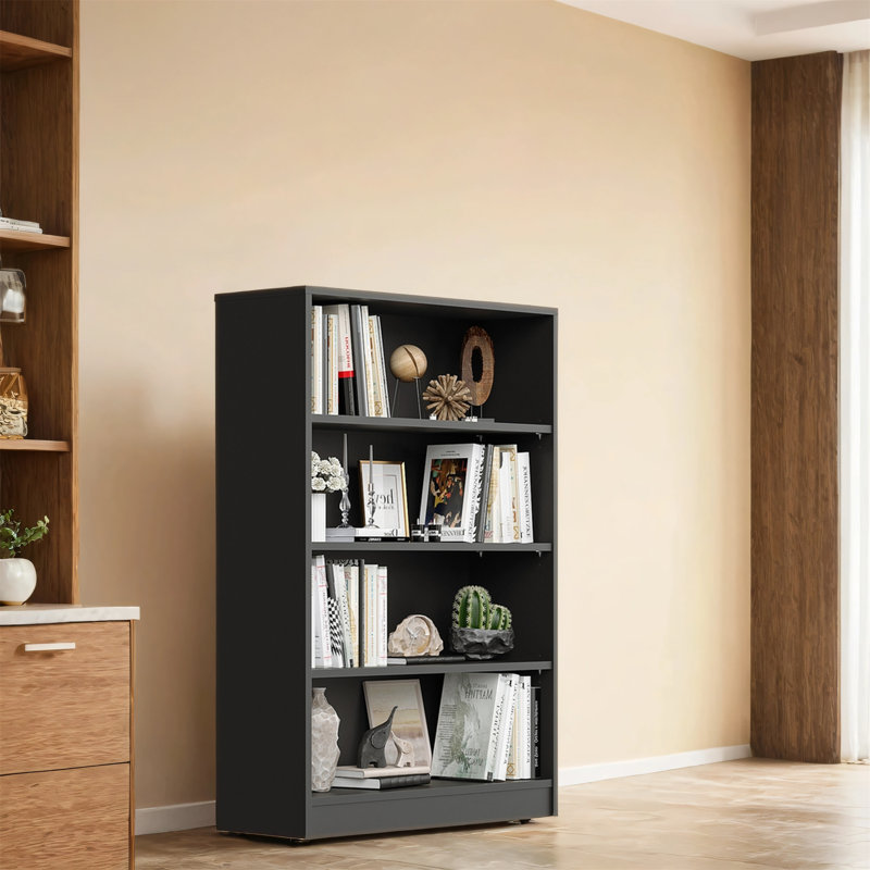 Bibliothèque moderne en bois, idéale pour les chambres à coucher et les bibliothèques de salon, Noir