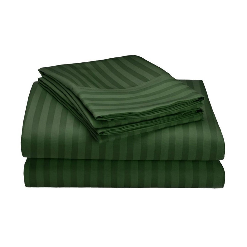 Microfiber Striped Sheet Set, Forest Green, Full/Double