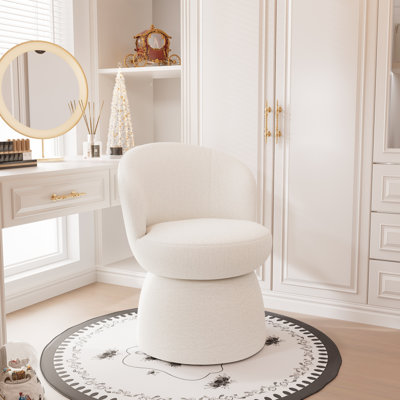 Fauteuil d'appoint rembourré Allis, tabouret de coiffeuse pivotant avec dossier à oreilles, fauteuil de maquillage en tissu Boucle