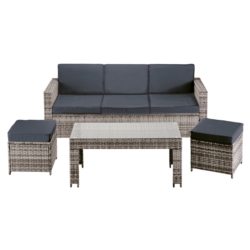 Noran 5 Seater Rattan Sofa Set, Dark Grey