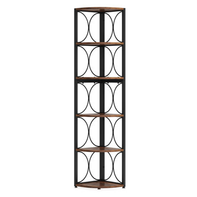 67" Modern Farmhouse Bookcase with Metal Frame