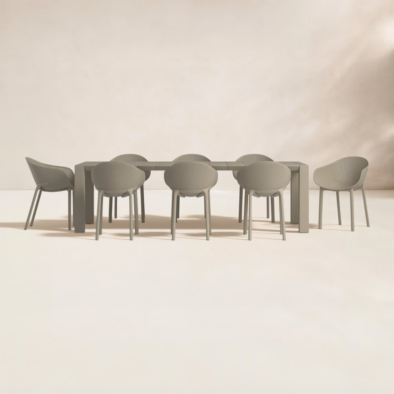 Farrah 9-Piece Extendable Patio Dining Set, Taupe