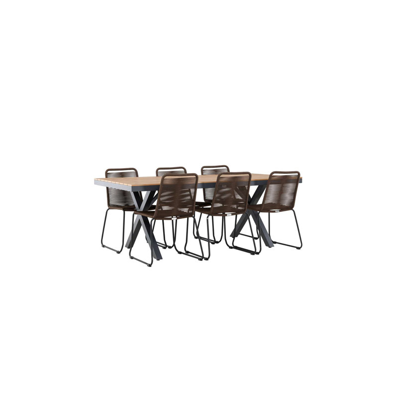 Ashtyn 6 - Person Patio Dining Set with Rectangular Table, Brown
