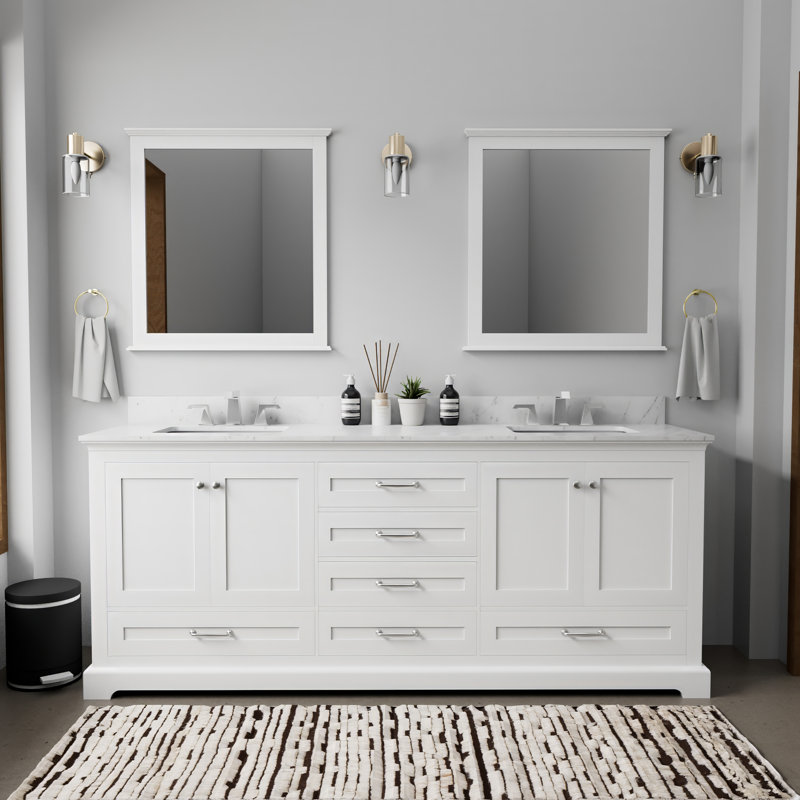 Meuble-lavabo double l 80 po x P 22 po Dukes, Blanc