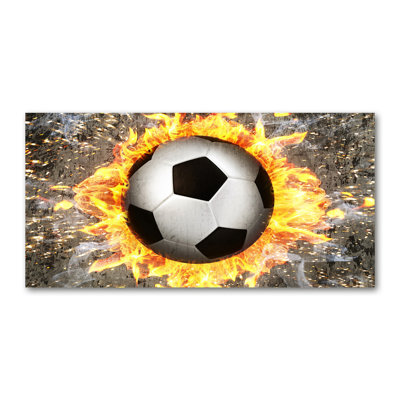 Burning Soccer Ball - Wrapped Canvas Print