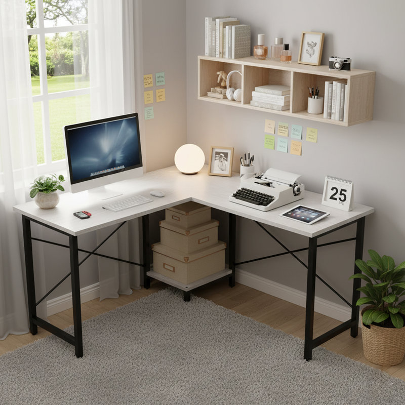 49-Inch L Shaped Desk - Computer Desk Corner Desks Gaming Desk PC Table, with CPU Stand Side Bag for Home Office Dorm Sturdy Writing Workstation