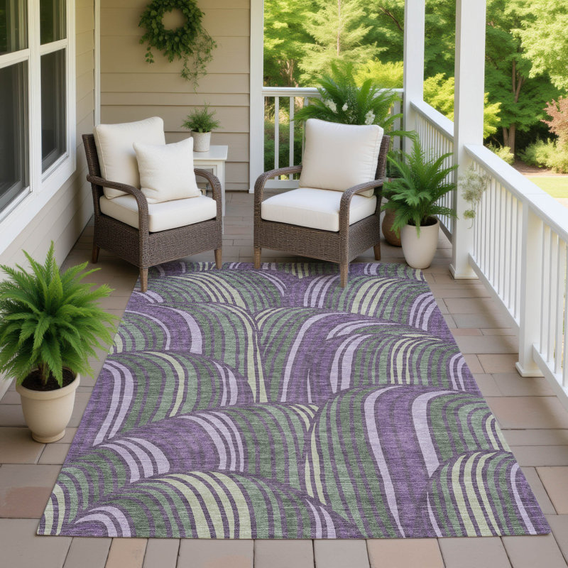 Machine Washable Indoor/Outdoor Chantille ACN2546 Mid-Century Modern Rug, Plum, 9' x 12'