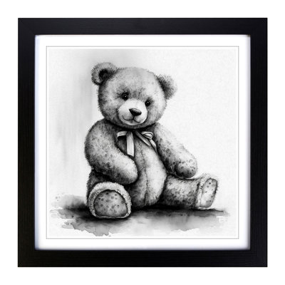 Teddy Bear Ink Wash - Framed Print
