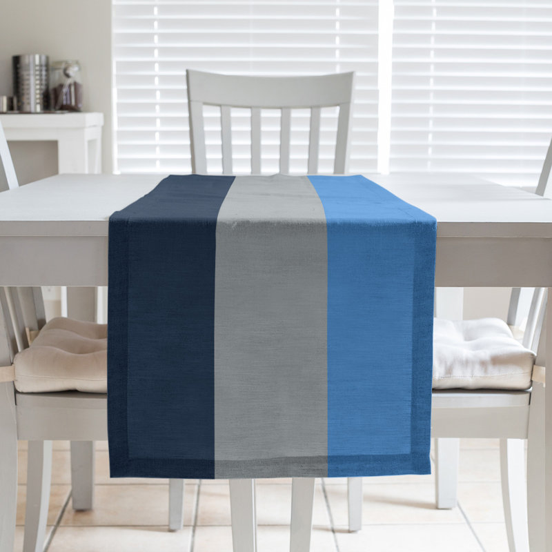 Chemin de table rouge football rayures Tennessee, L 90 po x l 16 po, Gris foncé / bleu clair / bleu marine, Polyester