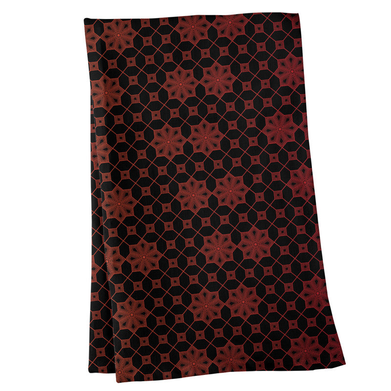 Serviette de thé à treillis, Sergé de coton, Noir / Rouge