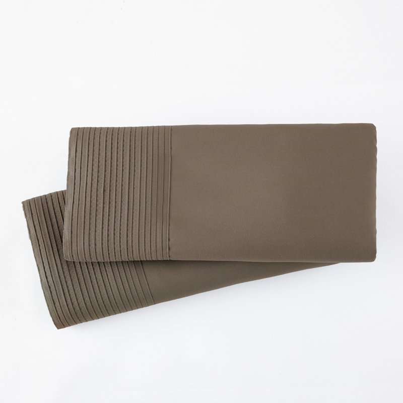 Deux taies d'oreiller à ourlet plissé en microfibre Eldon par Southshore Fine Linens, Grand, Taupe foncé