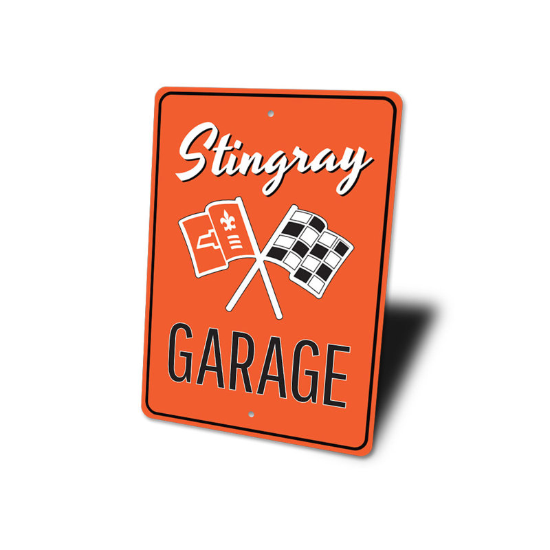 Enseigne de garage en aluminium Stingray, H 18 po x l 12 po x P 0,06 po